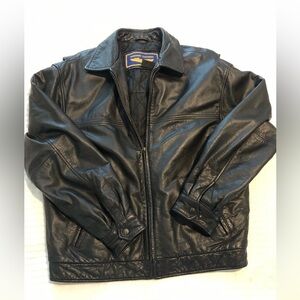 Vintage aviator bomber jacket black EUC C000
